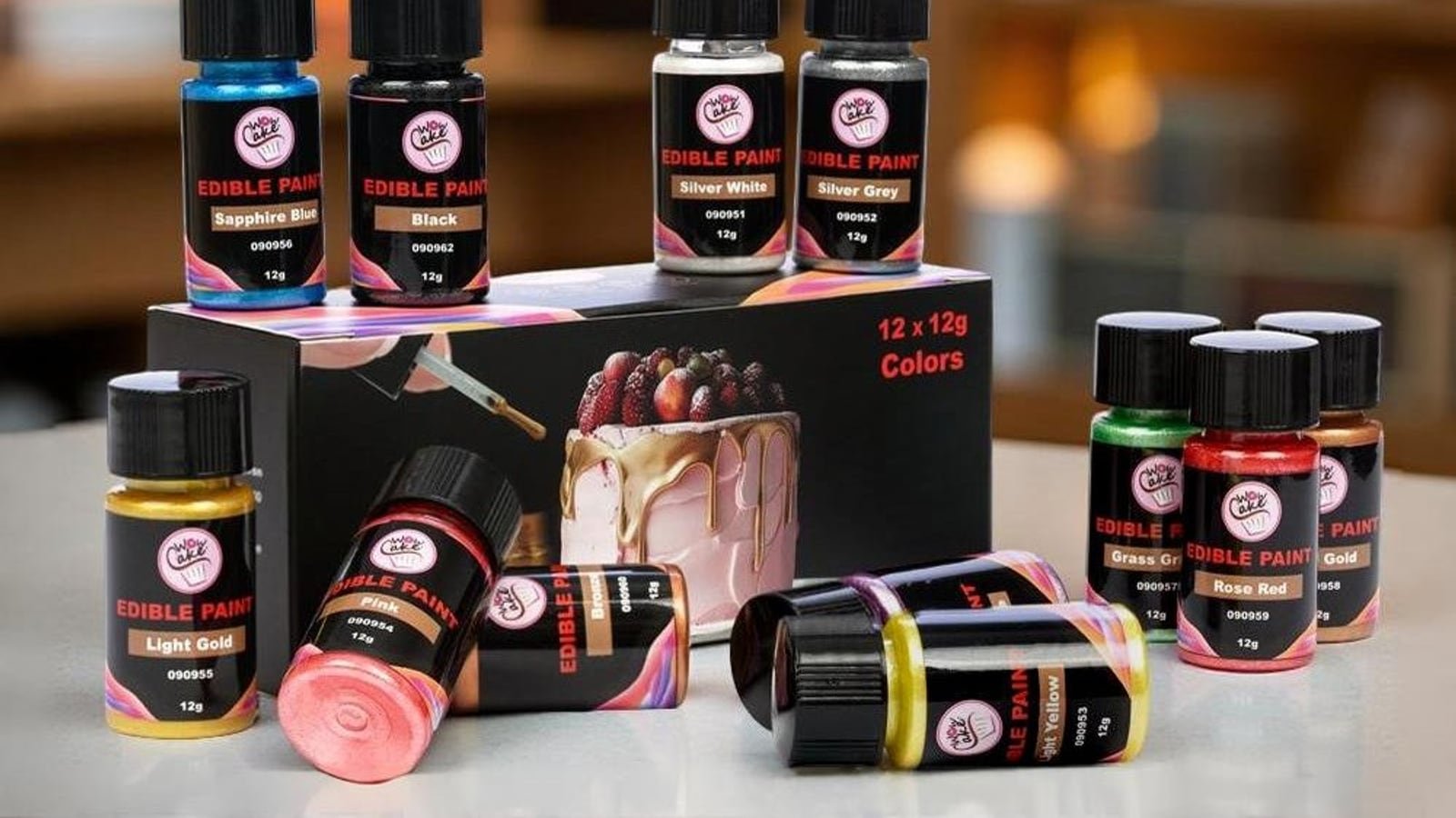 Sly Commerce 12x pearlescent gel colors for B2B bakery and confectionery manufacturers in Bulgaria and Europe