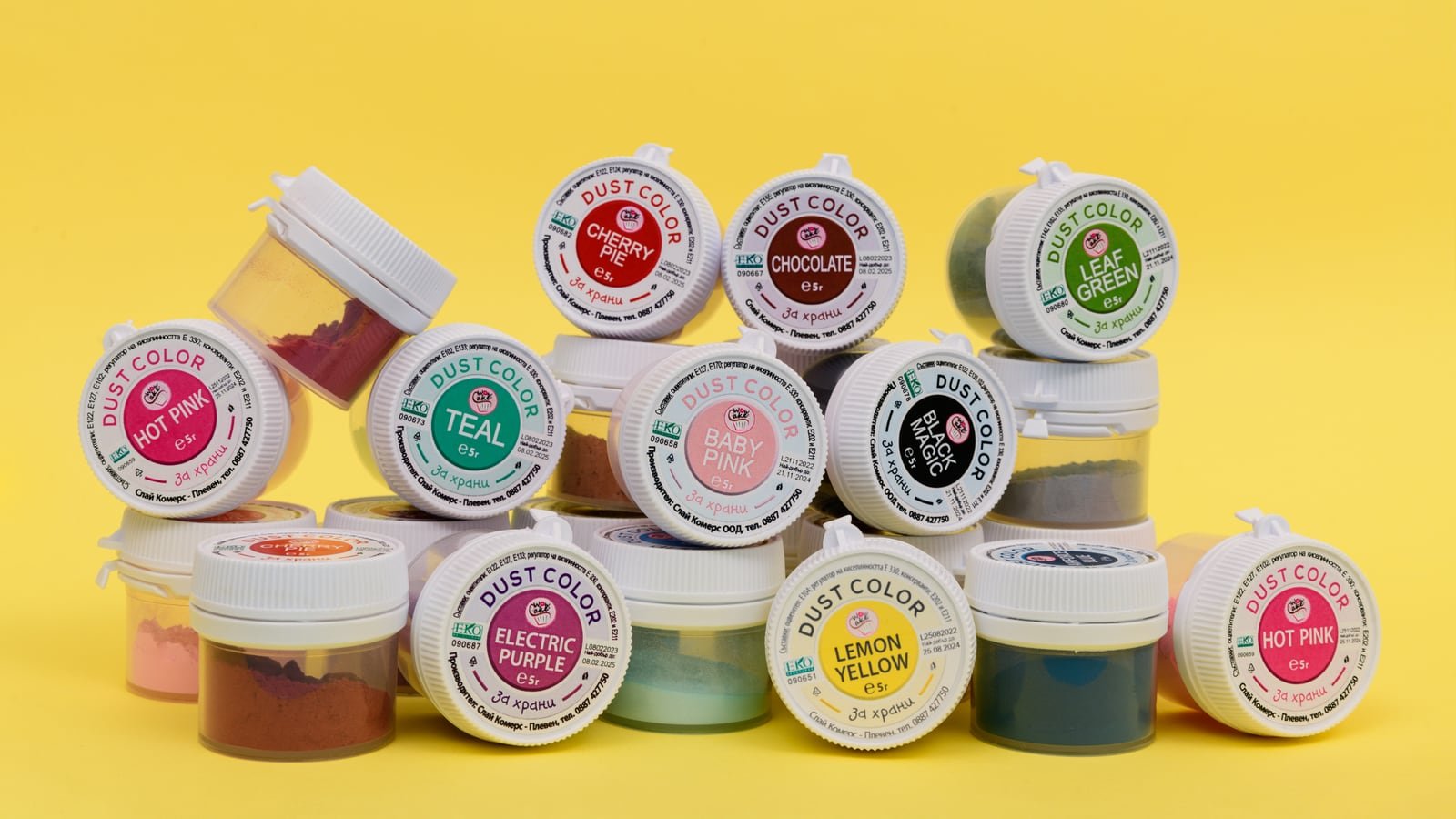 Sly Commerce dust colors for edible cake decoration and confectionery production in Bulgaria and Europe